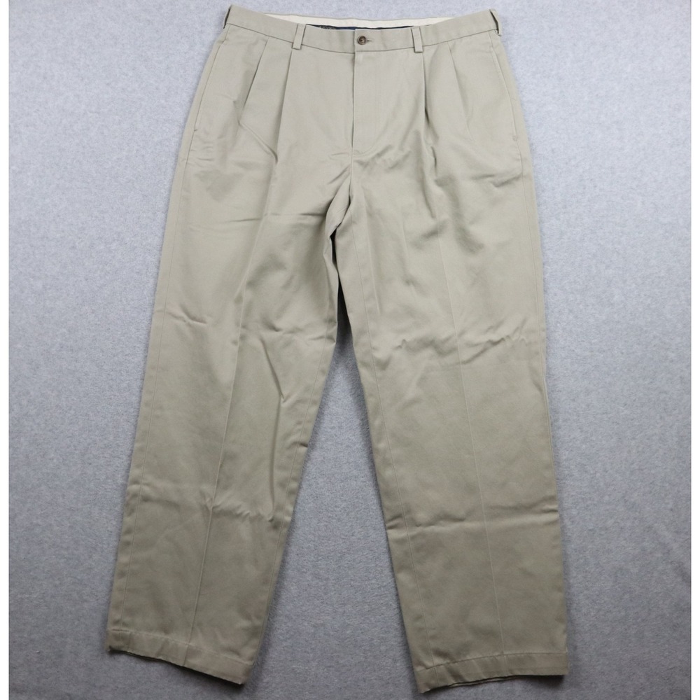 Brooks Brothers Pants Mens 38x30 Elliot Advantage Chino Pleated Beige Khaki